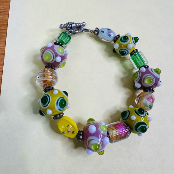 Colorful Handmade Glass Bead Bracelet - Picture 1 of 4